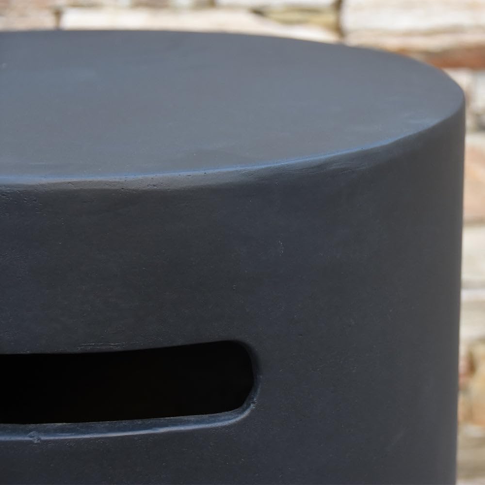Elementi Modeno Black Propane Tank Cover - 20 Inch Round Concrete Fire Pit Accessory & Outdoor Side Table - Fits Standard 20 lb Tank - Perfect for Patio, Deck, and Backyard Hideaway