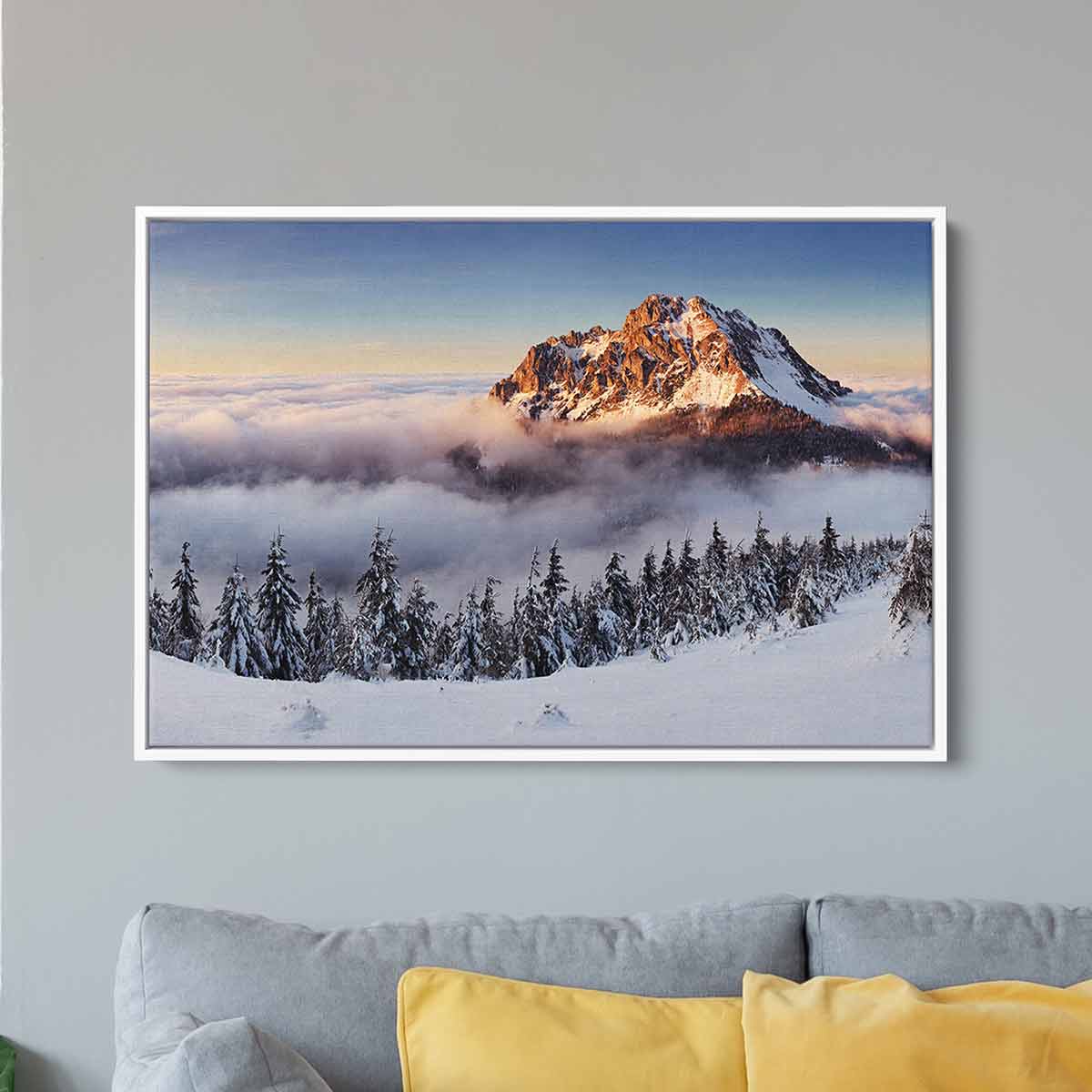 White Mountain Peak Wall Art Canvas Print 3321 - Stunning Landscape Decor for Living Room, Bedroom & Office