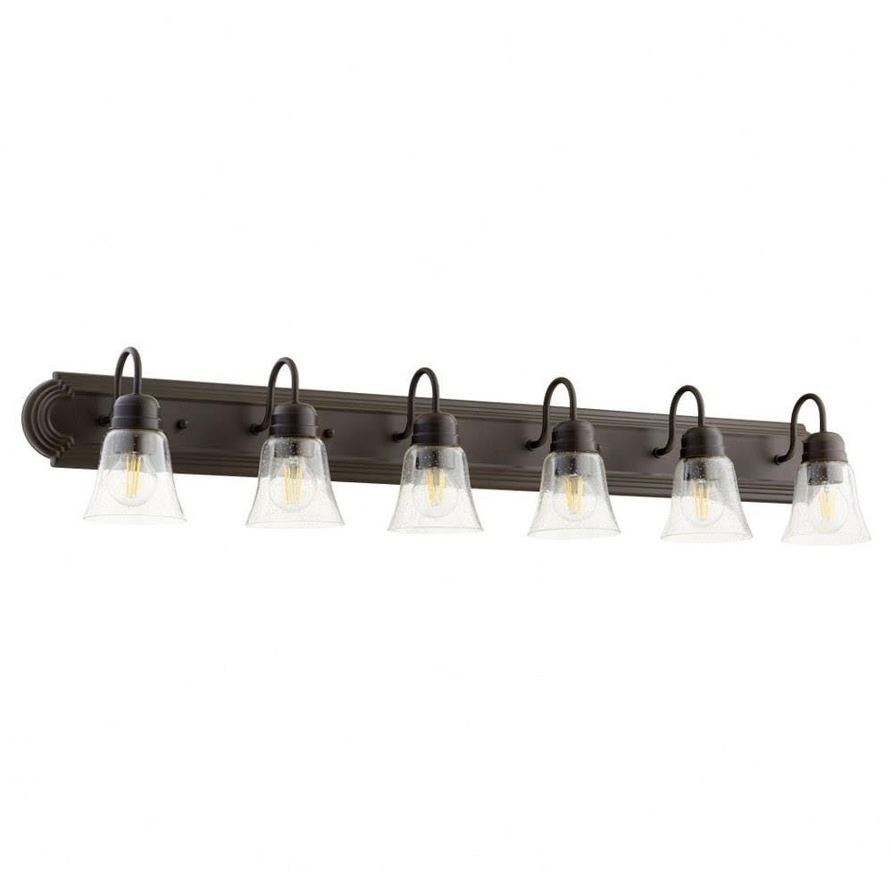 Quorum 5094-6-286 6-Light Vanity Light Fixture - 600W Oiled Bronze Finish - Perfect for Bathroom, Dressing Room & Bedroom Lighting