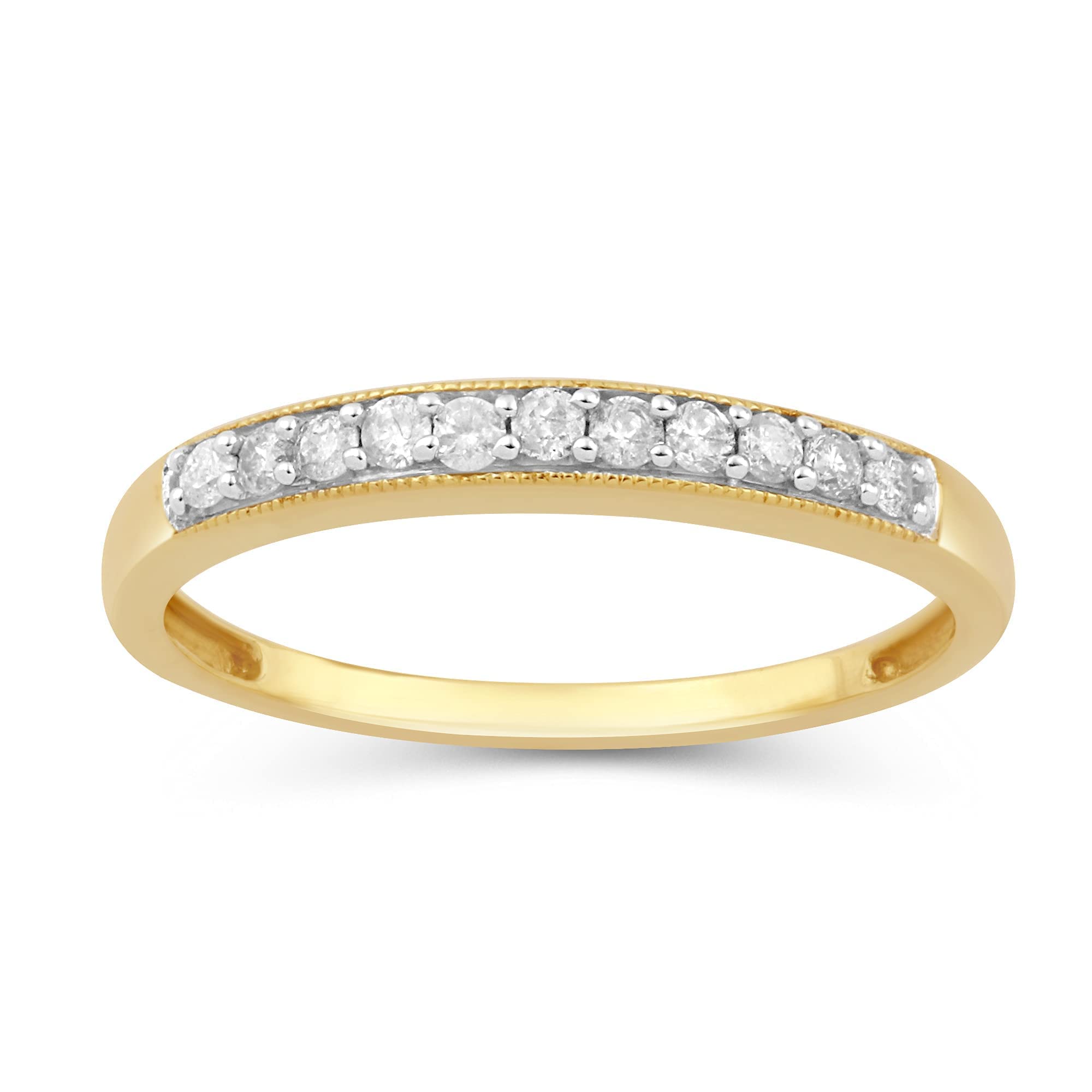 10K White/Yellow/Rose Gold 1/6 Cttw Diamond Anniversary Ring for Women - Elegant Wedding Band, Promise Ring & Gift for Her - Perfect for Anniversaries, Engagements & Special Occasions