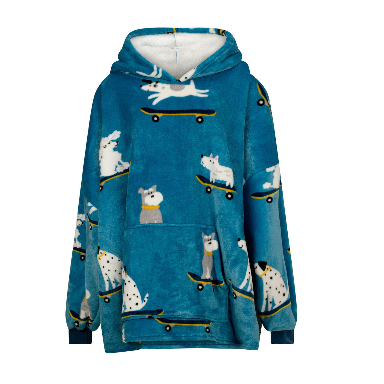 Skater Dogs Oversized Blanket Hoodie - Soft Fleece Pullover for Men & Women - Perfect for Lounging, Gaming & Outdoor Activities