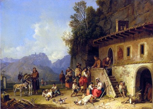 Heinrich Burkel The Monastery Soup Kitchen - 18x27 Inch Premium Canvas Art Print - Wall Decor for Living Room, Bedroom & Office