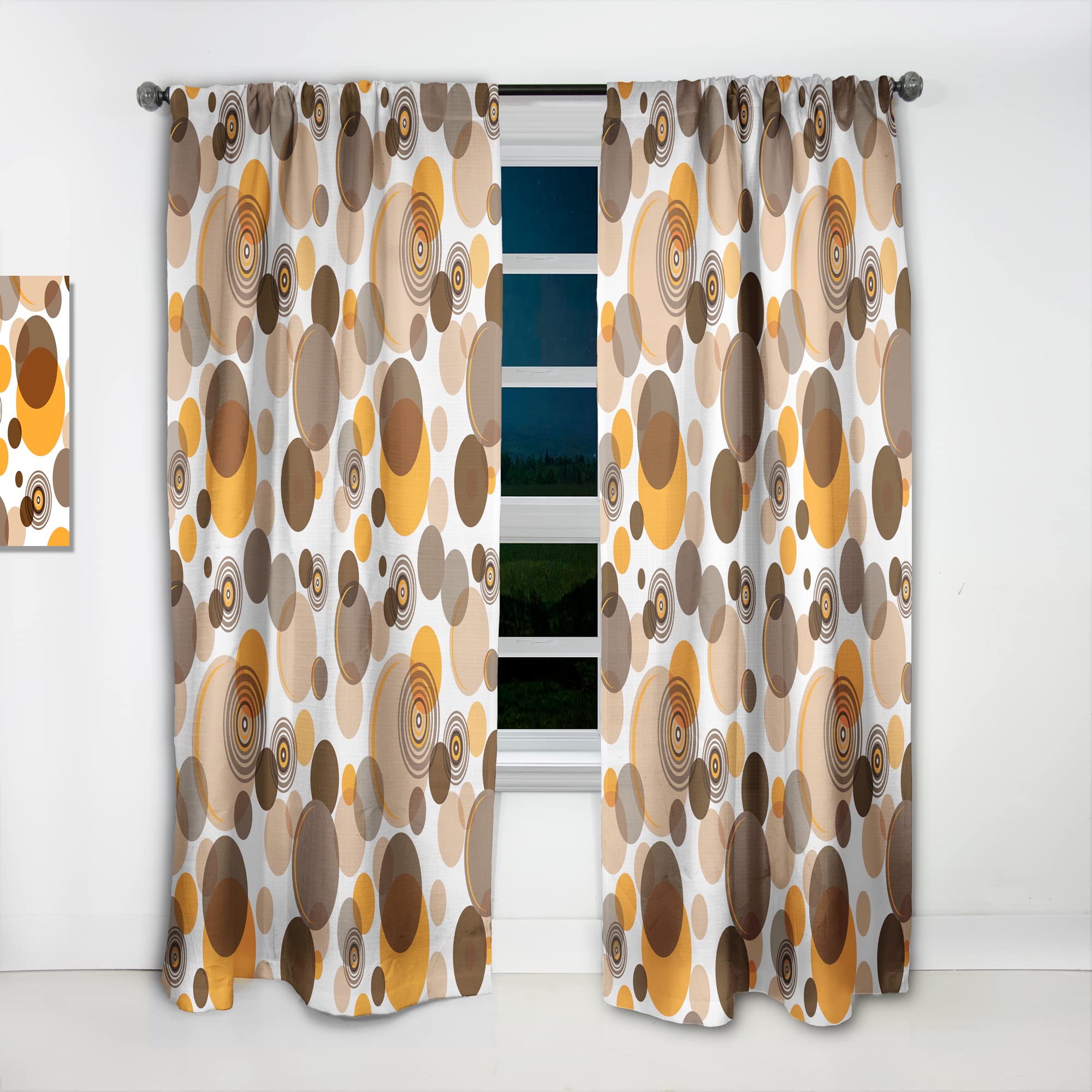 DesignQ Thermal Insulated Curtains - Orange & Brown Retro Circles Pattern - Single Panel 52x90 Inches - Blackout Drapes for Bedroom & Living Room - Perfect for Home Decor, Privacy & Energy Efficiency