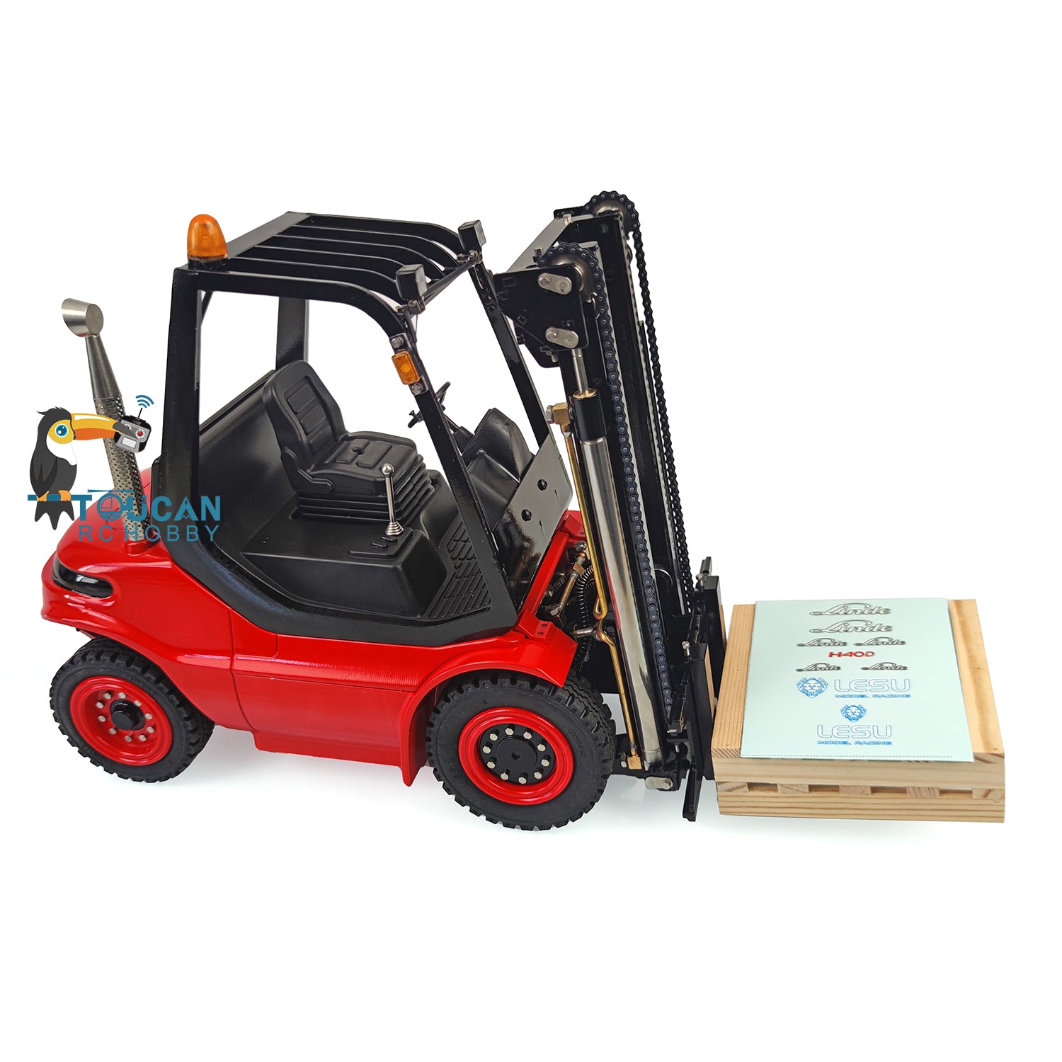 1/14 Scale LESU RC Hydraulic Forklift Truck Model with ESC, Motor, Light & Sound System - Metal Wheels & Toolbox for Indoor/Outdoor Construction Play & Collecting