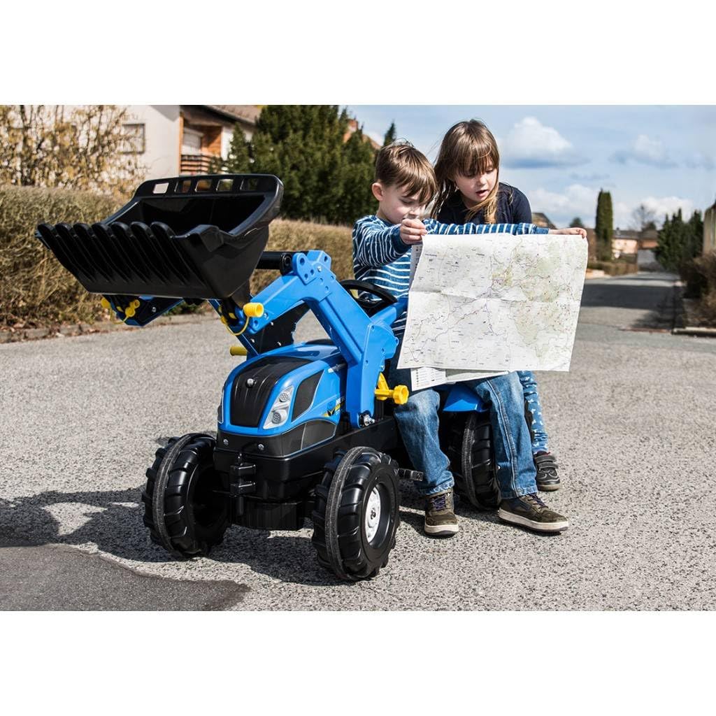 Rolly Toys 611256 New Holland RollyFarmtrac Adjustable Tractor Seat for Kids Ages 3-8 with Front & Rear Hitch System - Perfect for Farm-Themed Playtime and Outdoor Adventures