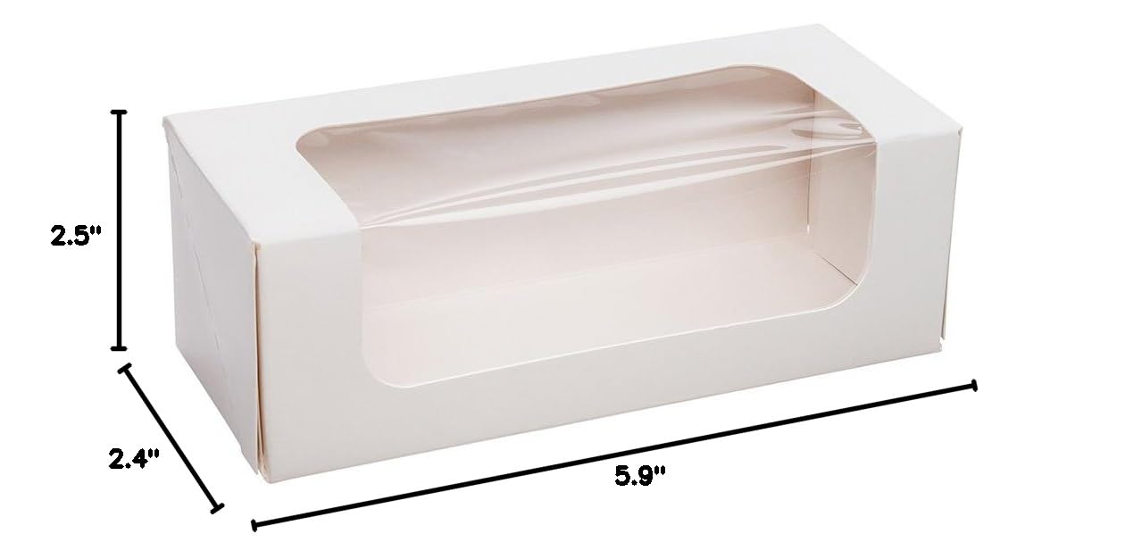 Restaurantware Cafe Vision 13oz Clear Window Baking Boxes (200-Pack) - 6x2.5x2 Inch Grease-Resistant White Paper Loaf Boxes for Macarons, Donuts, Cookies | Perfect for Bakeries, Cafés & Gift Packaging