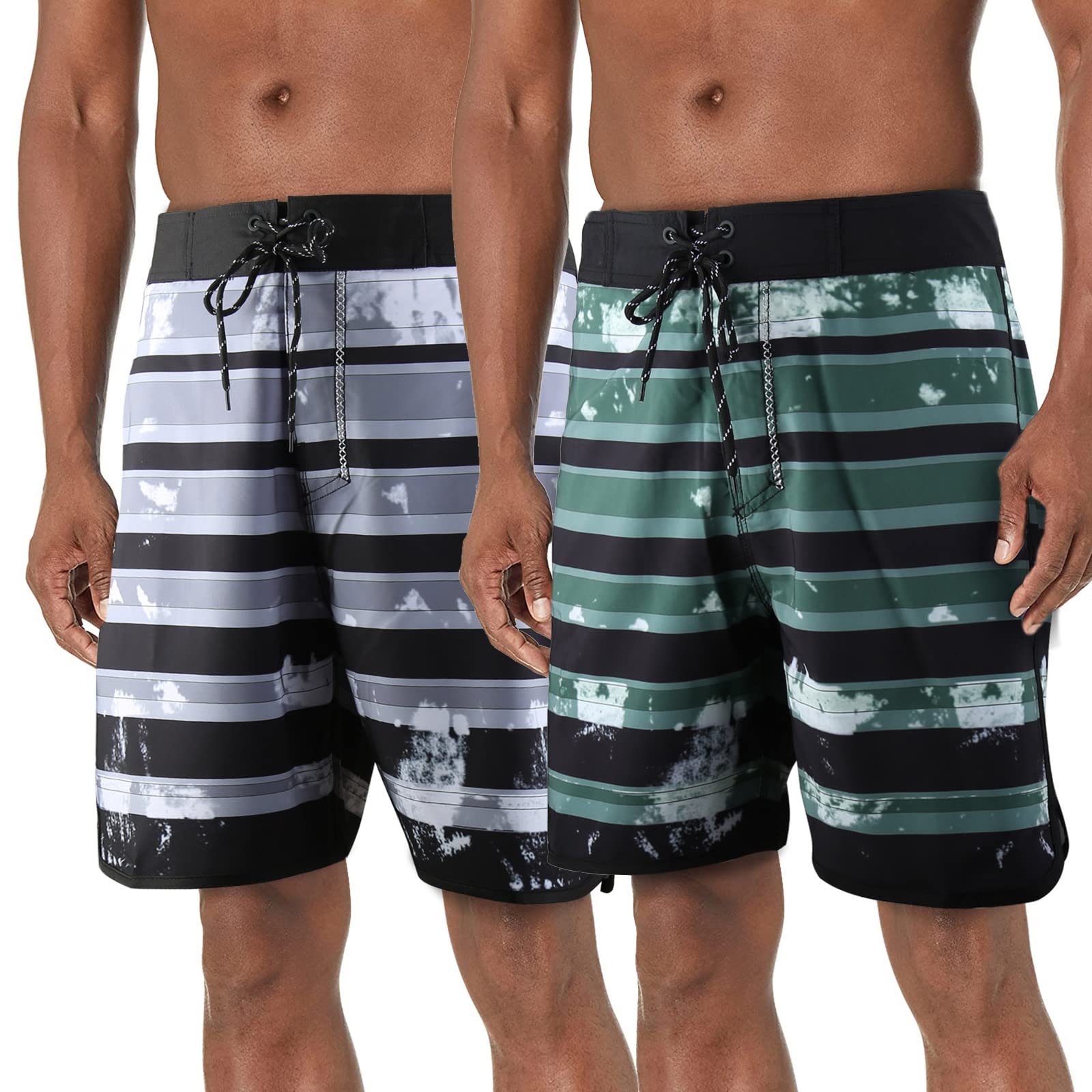 BOOMCOOL Men's Swim Trunks 2-Pack - Quick Dry Board Shorts with Funny Print | Beach, Pool & Vacation Swimwear for Summer Outdoor Activities