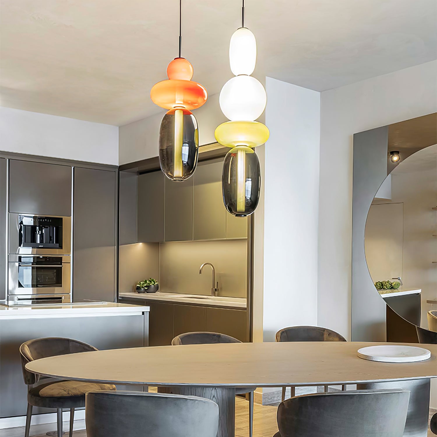 Stylish Candied Glass Pendant Light Set - Modern Hanging Fixture for Dining Room, Kitchen Island & Bedroom Decor