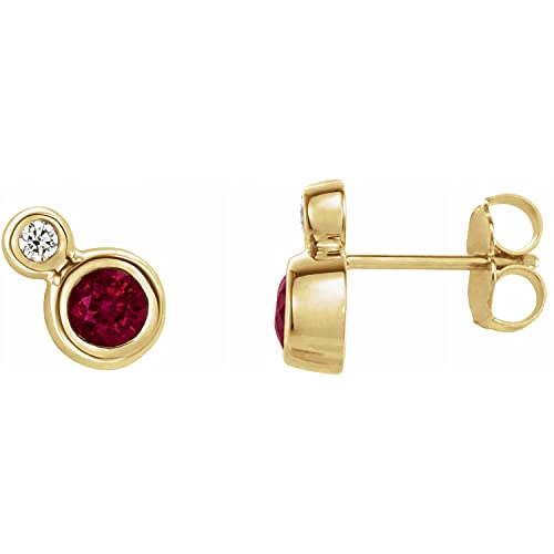 Ruby and Diamond - 0.03 Ctw,Size-3 mm