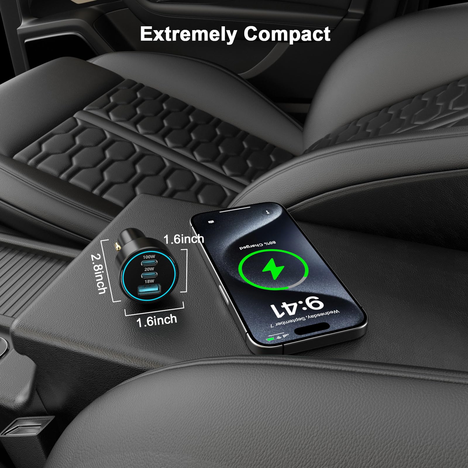 138W Fast USB C Car Charger for iPhone 15 Pro Max - 3-Port Compact Car Adapter with 2x 100W USB C Cables - Compatible with iPhone 15 Series, MacBook Pro, iPad Pro, Galaxy S23 - Perfect for Road Trips & Multi-Device Charging