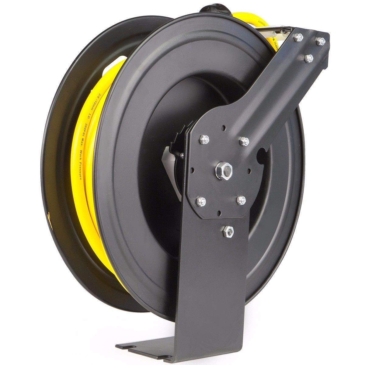 XtremepowerUS Auto-Rewind Retractable 50-Ft x 1/2-Inch Air Hose Reel with Heavy Duty Rubber Hose - Perfect for Garage, Workshop, and Industrial Air Compressor Use