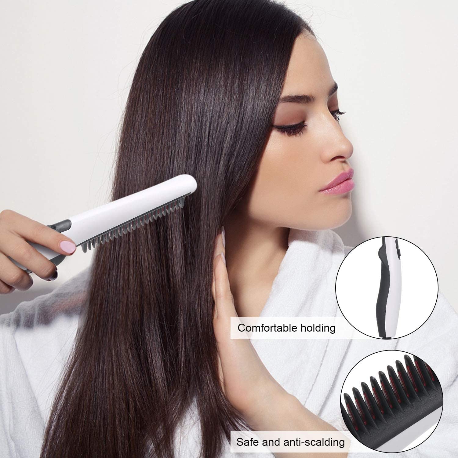 Professional Multifunctional Hair Comb Brush - Beard Straightener, Hair Straightening & Styling Comb for Men | Quick Heat Styler for Beards & Curls | Perfect for Home, Travel & Salon Use