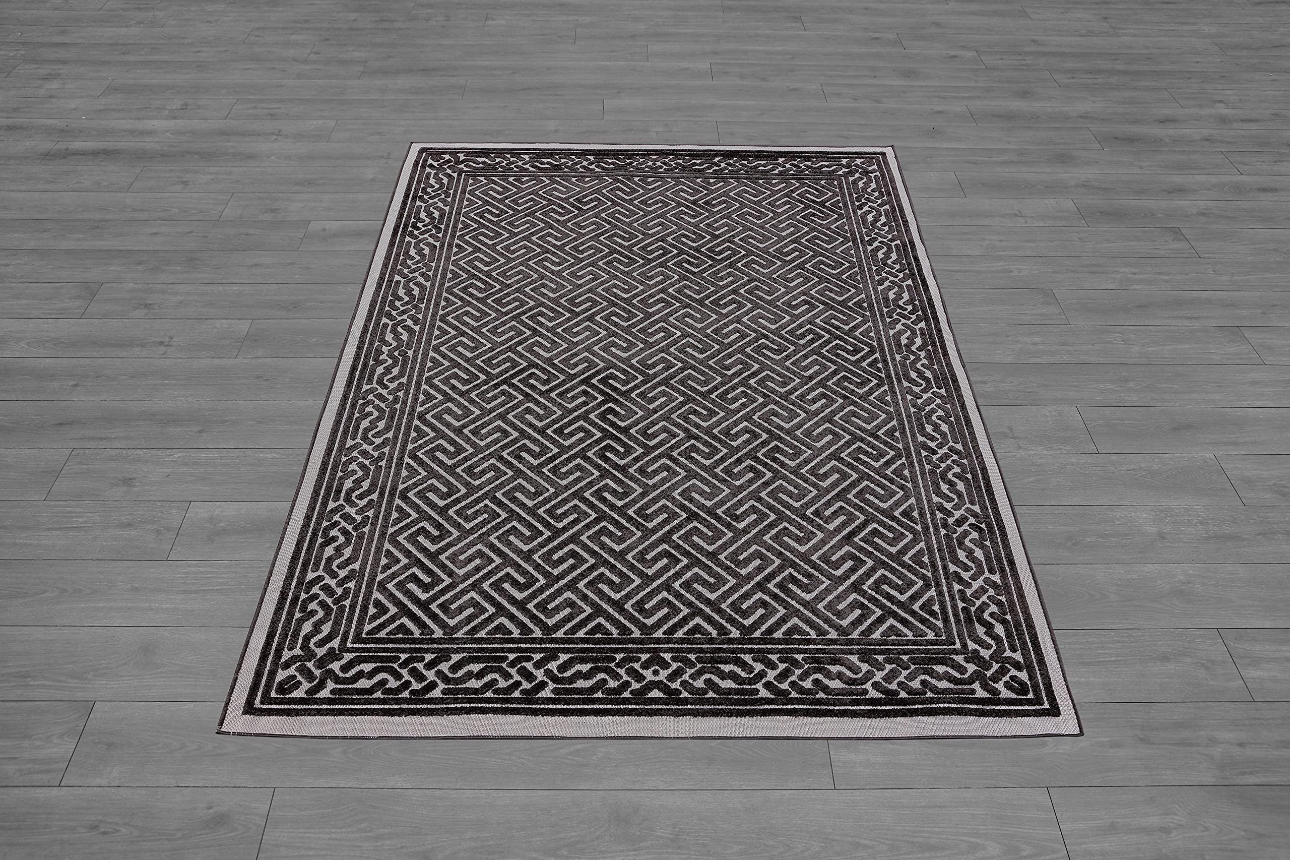 Ladole Rugs Santorini Gray/Black Geometric Area Rug - Modern Bohemian Design for Living Room, Bedroom & Office Decor