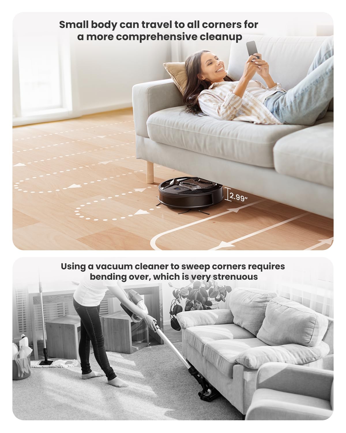 Lefant M320 Robot Vacuum Cleaner with 6000Pa Strong Suction, Smart Carpet Detection & Alexa Compatibility - 800ml XL Dustbin, 210min Runtime, Ultra Quiet for Hard Floors & Pet Hair - Perfect for Large Homes with Pets & High-Pile Carpets