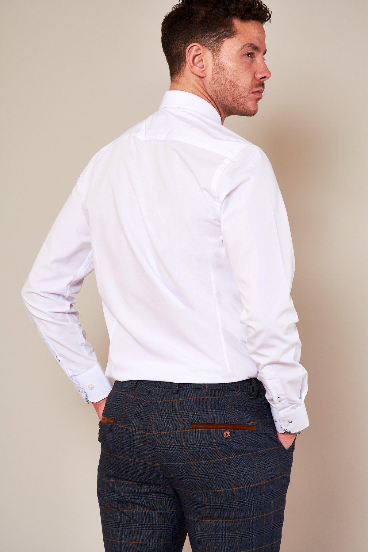SUTTON Men's Classic White Dress Shirt with Collar Bar - Formal Office Wear & Business Attire for Professional Look
