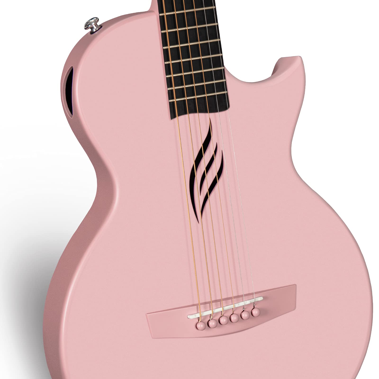 Enya Nova Go 1/2 Size Carbon Fiber Acoustic Guitar - Travel & Beginner Friendly with Starter Kit (Pink) | Includes Gig Bag, Strap & Cleaning Cloth | Perfect for Camping, Beach Trips & Small Hands Learning Guitar