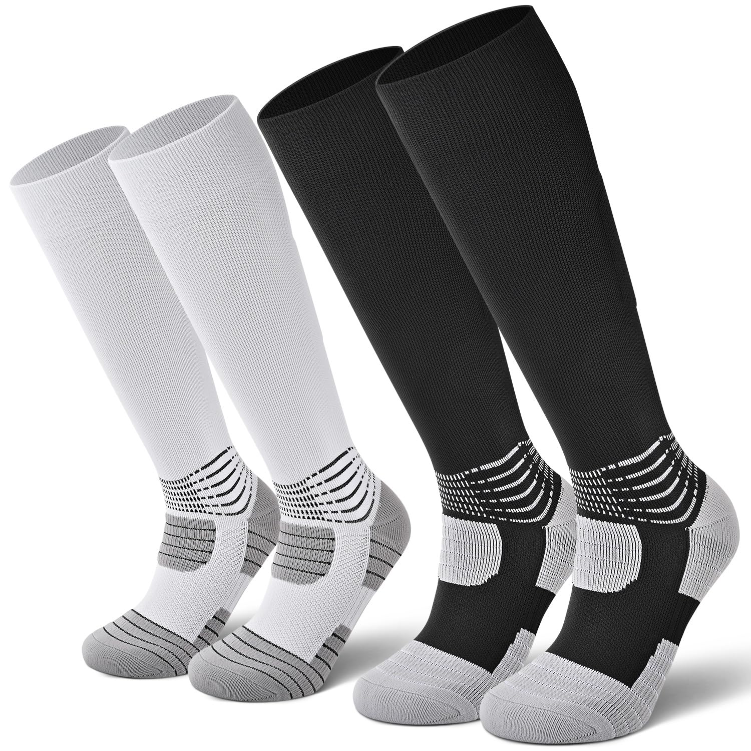 IRAMY Compression Soccer Socks - Ankle Support, Coolmax Moisture Wicking, Anti-Slip Grip for Football, Baseball & Softball (1/2/3 Pack) - Perfect for Training, Games & Sports Recovery