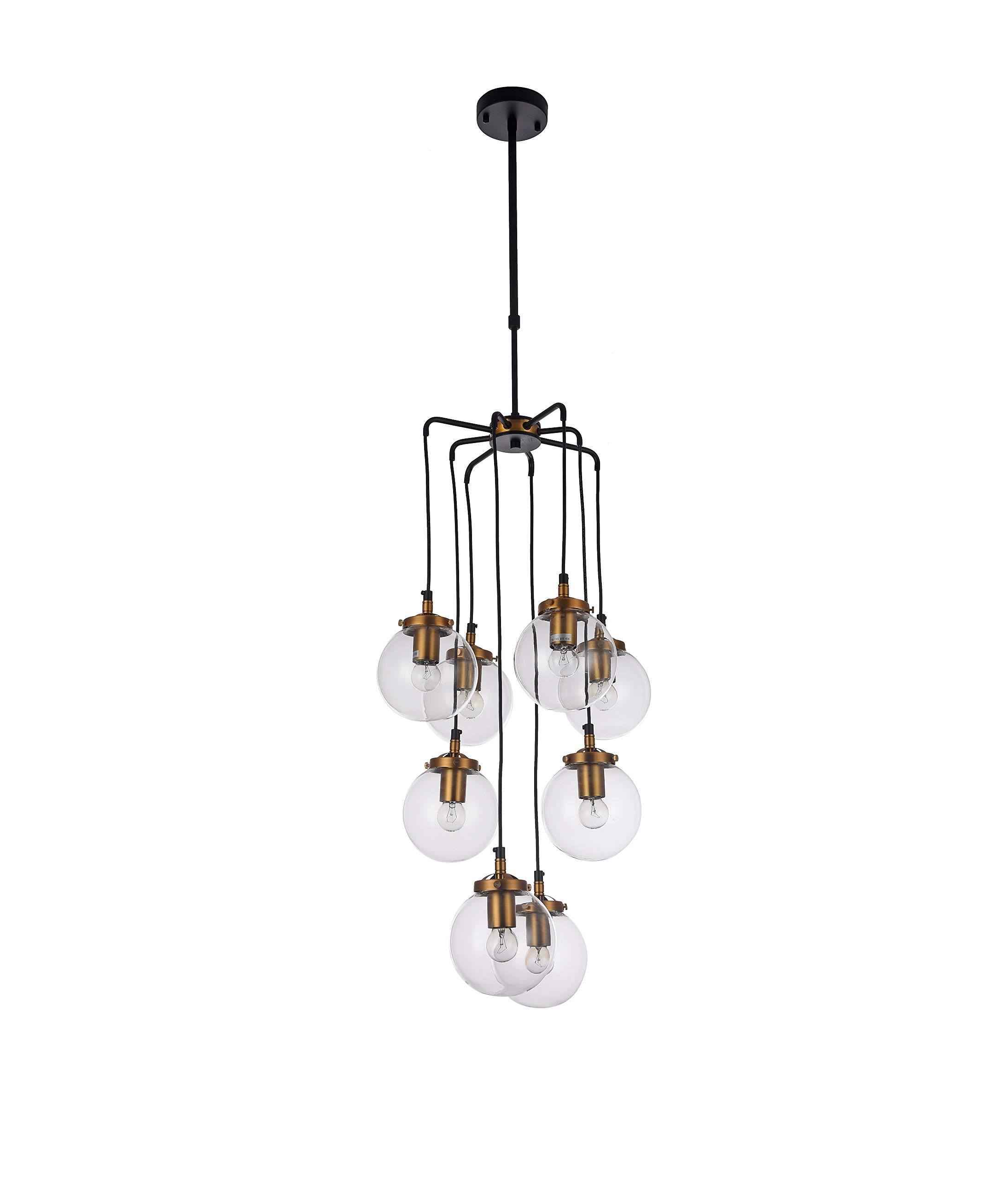 DU109 8-Light Modern Black Ceiling Light Fixture - Perfect for Dining Room, Living Room & Bedroom Lighting