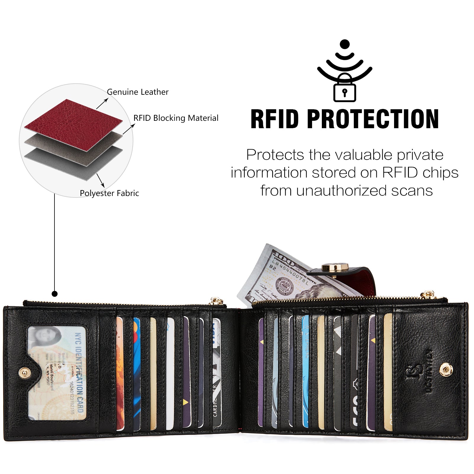 Lomy Genuine Leather Slim Bifold Wallet for Men - RFID Blocking Minimalist Front Pocket Wallet - Perfect for Travel, Business & Everyday Use