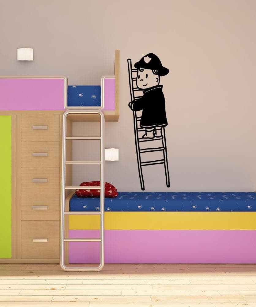 Fireman Kid Vinyl Wall Decal Sticker - Removable & Reusable Home Decor for Boys Room, Nursery, Playroom - Perfect for Kids Bedroom, Classroom & Party Decorations