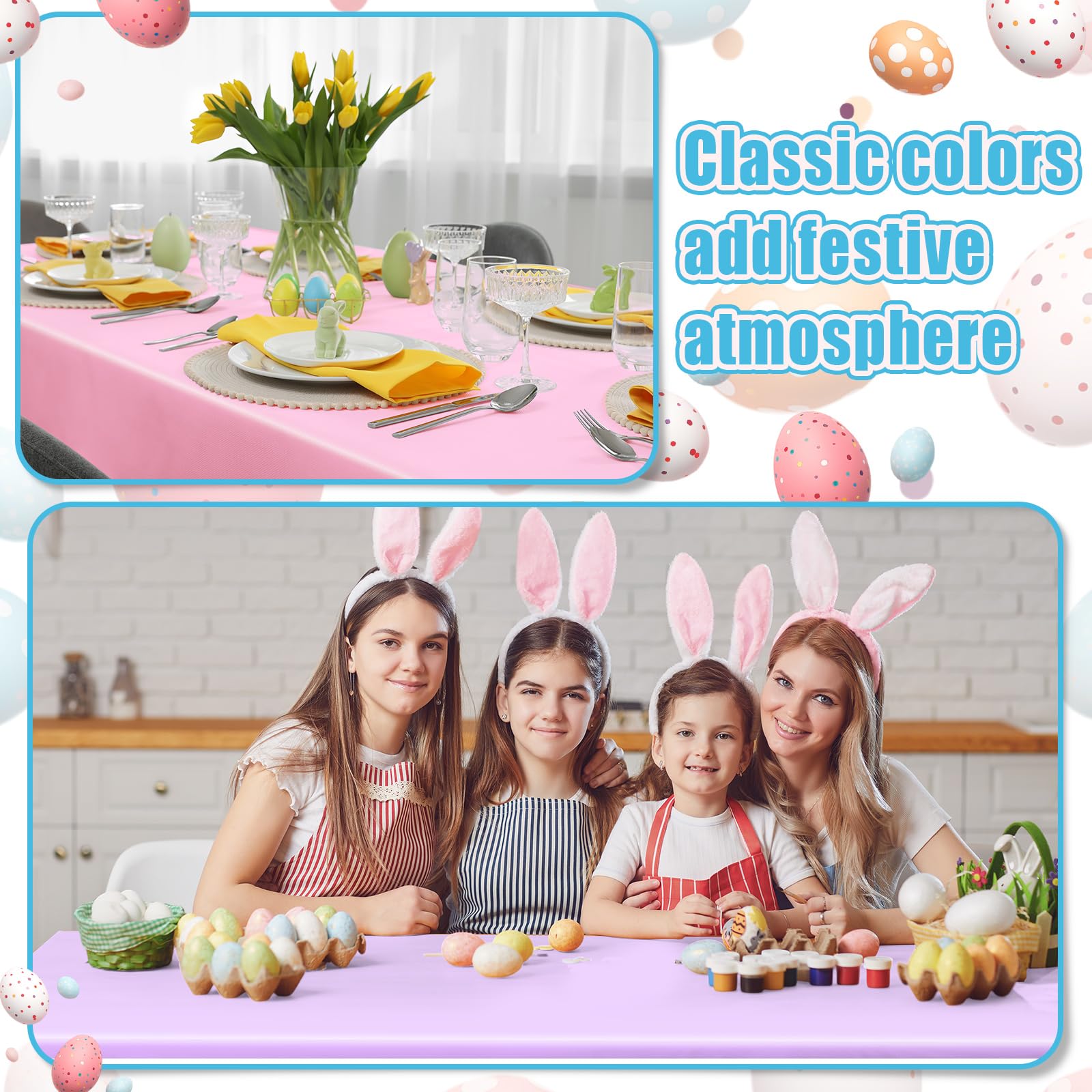 24 Pack Easter Tablecloths 54x72 Inch - Disposable Rectangle Table Covers for Holiday Party, Picnic, Outdoor Dining & Dinner Decorations (Candy Series) - Perfect for Easter Celebrations, Spring Gatherings & Family Meals