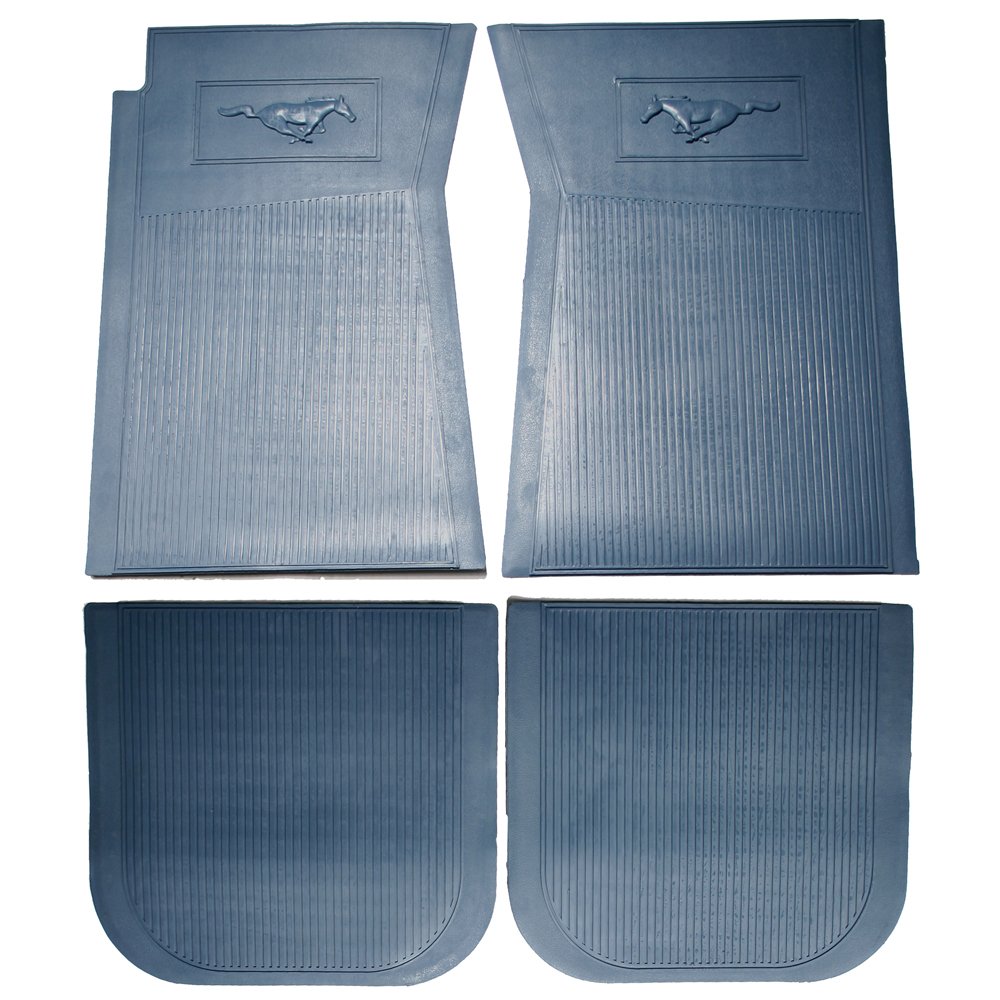 Scott Drake C5ZZ-6513086-BL Blue Rubber Pony Floor Mats - Durable Car Floor Protection for Mustang & Classic Cars