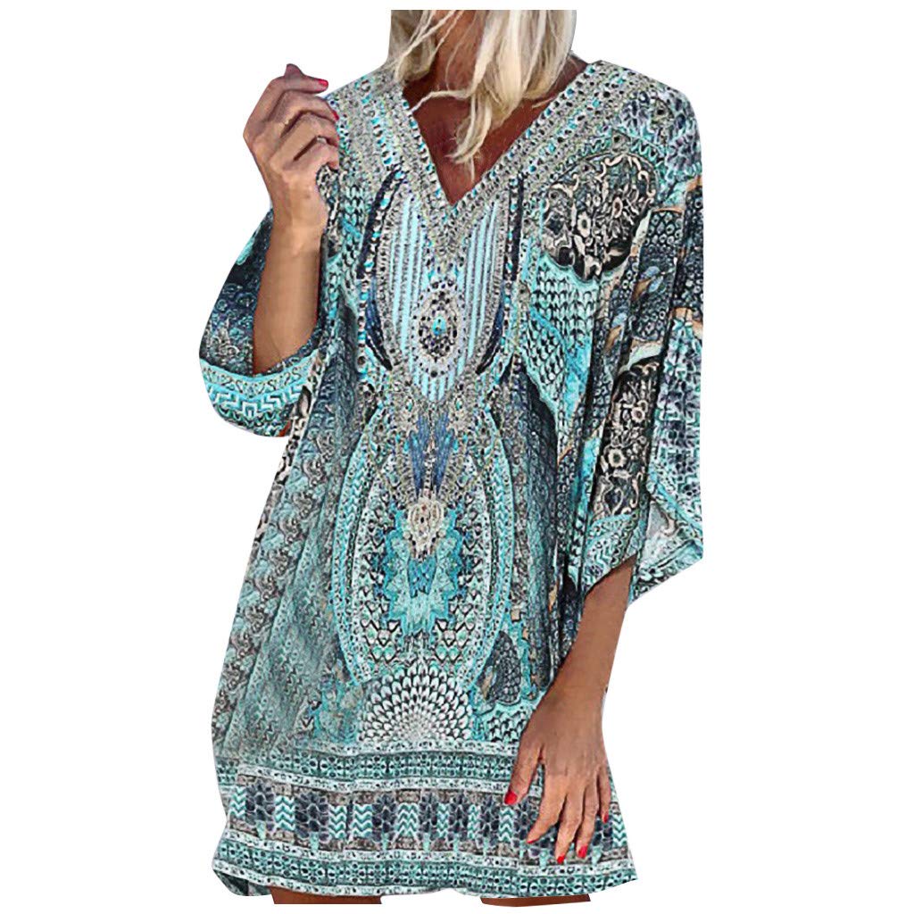 **Women's Chiffon Maxi Dress with V-Neck & Ruffle Detail - Floral Print Beach Vacation Dress for Summer 2023 - Perfect for Casual Outings, Beach Getaways & Evening Events**