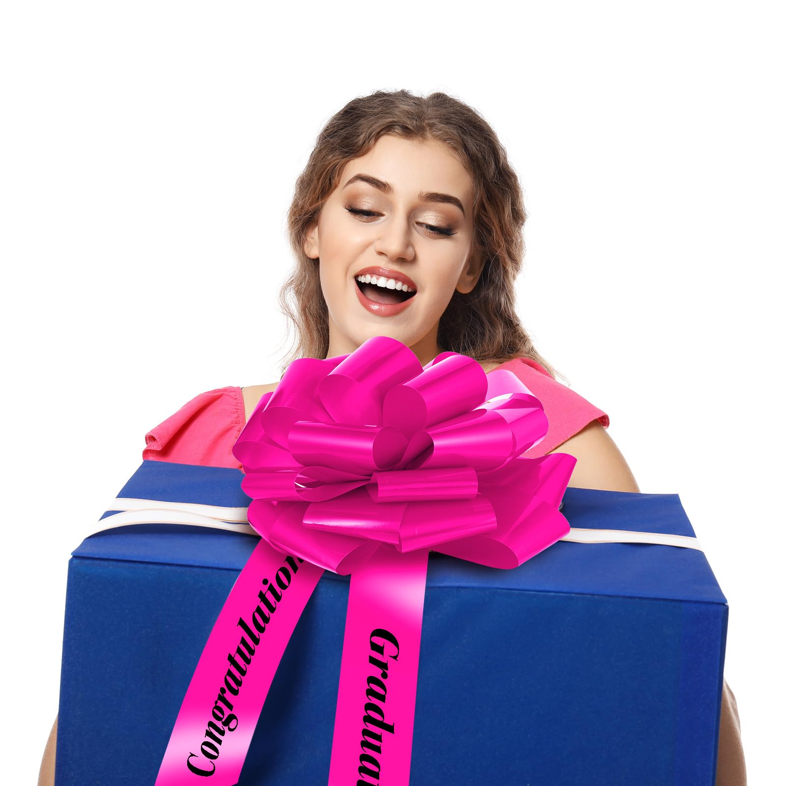 WILLBOND 20 Inch Large Graduation Car Bow - Giant Pink Graduation Ribbon Decor for 2025 Grads, Birthday Parties & Celebrations - Perfect for Car Decorations, Graduation Gifts & Party Decor