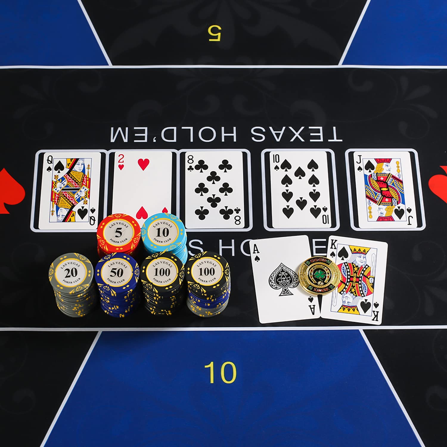 LuluCircle Poker Card Protector & Chip Set - 16-Piece All-in-One Poker Accessories with Plastic Case, Perfect for Texas Hold'em, Blackjack & Casino Night - Great Poker Gifts for Men & Women, Poker Tournament Essentials