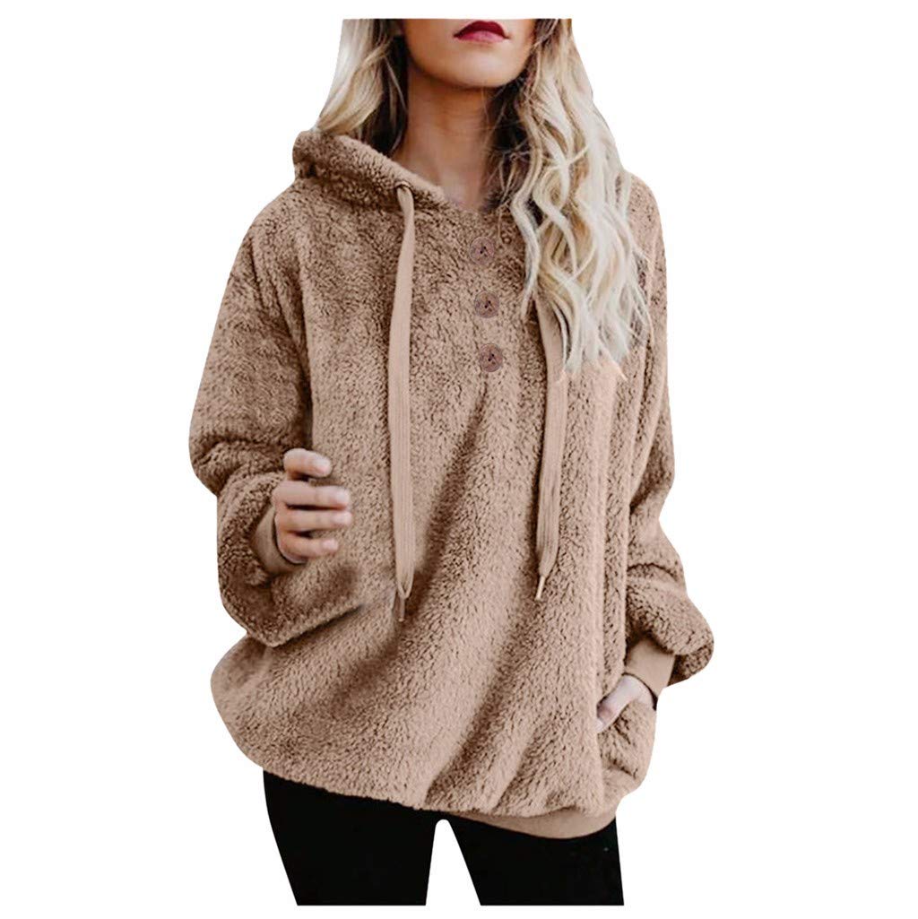 FORUU Women's Hooded Sweatshirt - Soft Comfy Pullover with Zipper Pocket, Winter Warm Fleece Top for Casual Outfits & Outdoor Activities