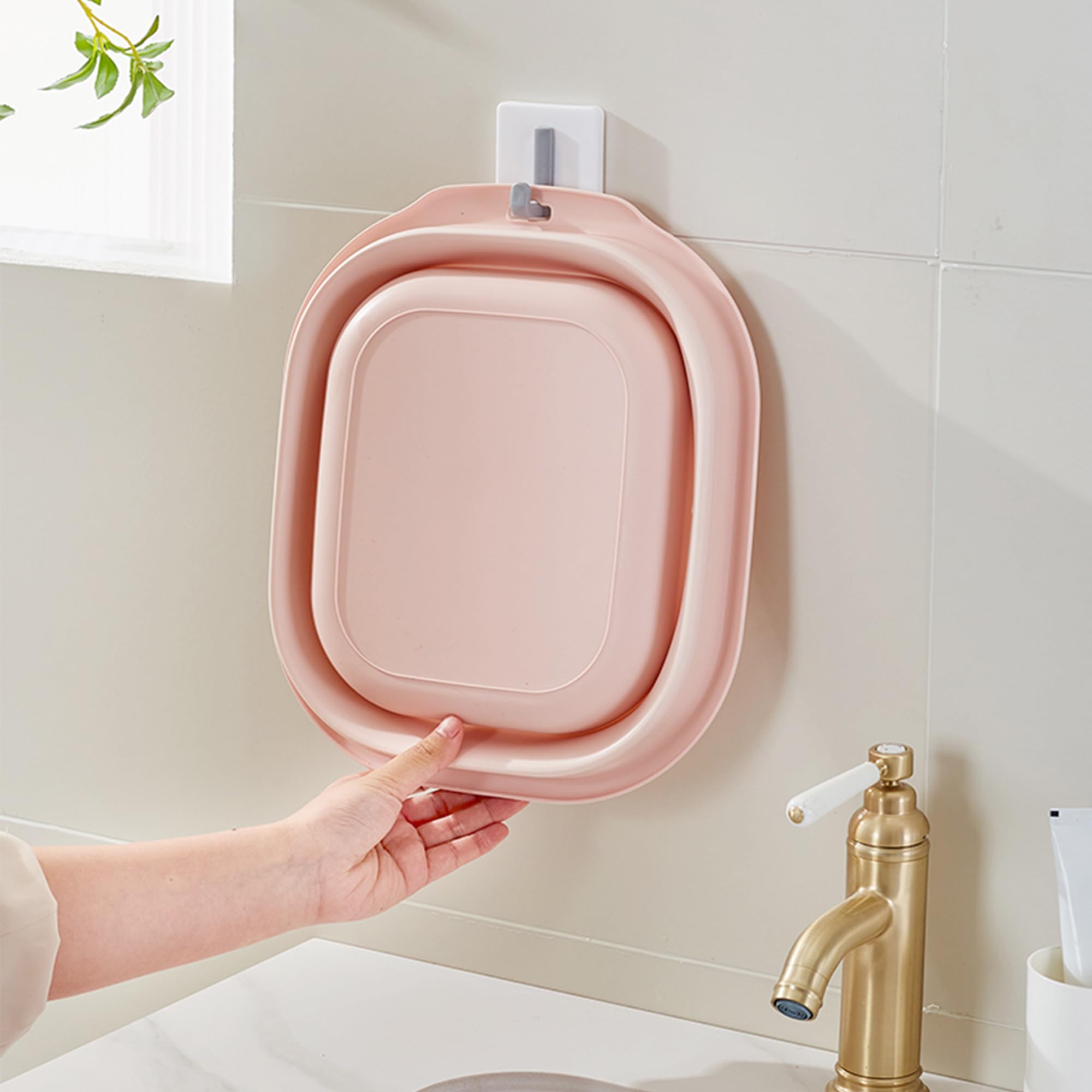 Collapsible Wash Basin Set of 2 - Foldable Small & Medium Plastic Laundry Tub for Travel, Camping, Baby Bottles & Household Use (Pink) | Portable Space-Saving Solution for Outdoor Adventures & Home Organization