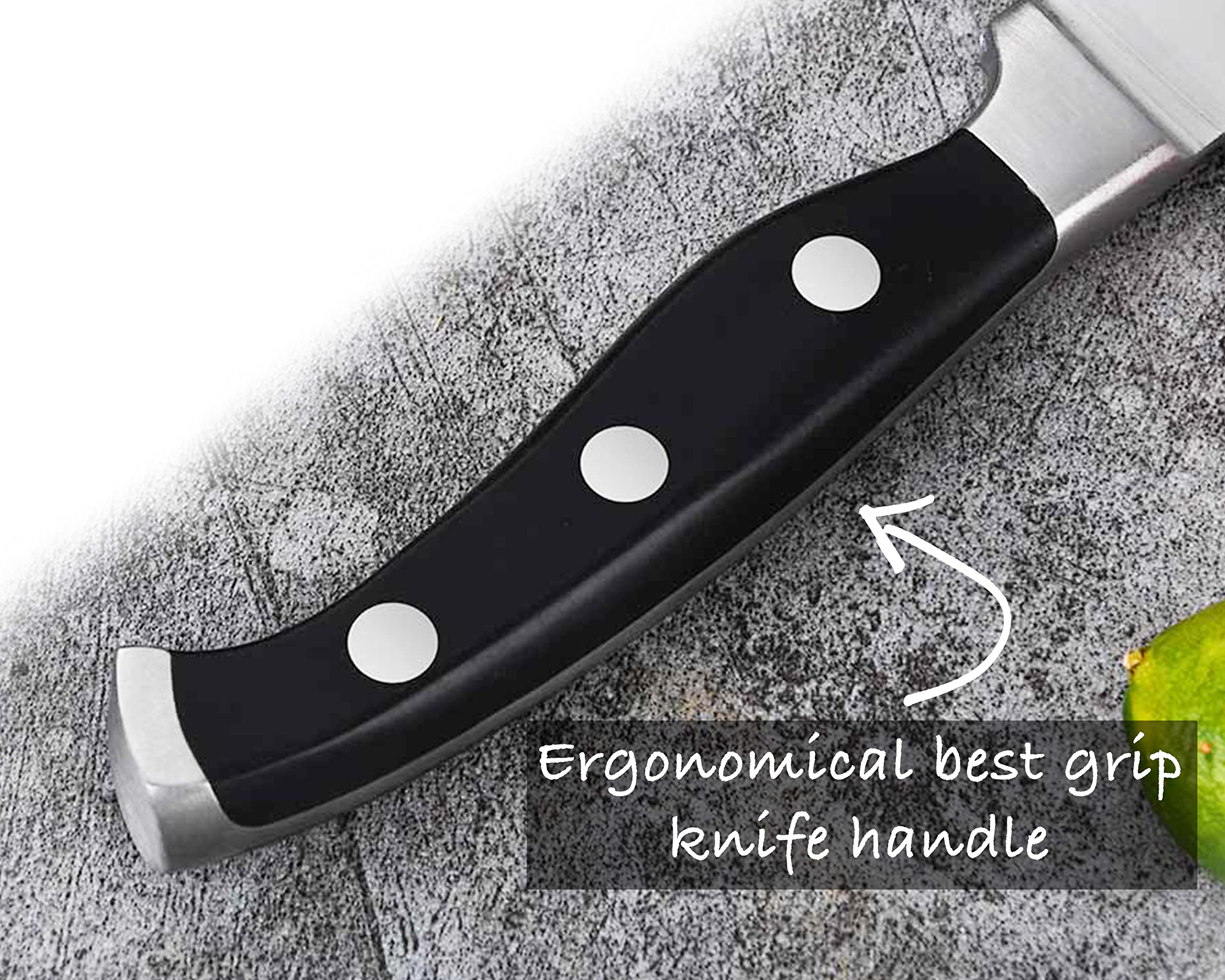 Premium Serrated Steak Knife Set - 6-Piece Stainless Steel Dinner Knives with Protective Covers | Sharp Kitchen Cutlery for Steakhouse Experience, BBQ Parties & Fine Dining | SB-SK201