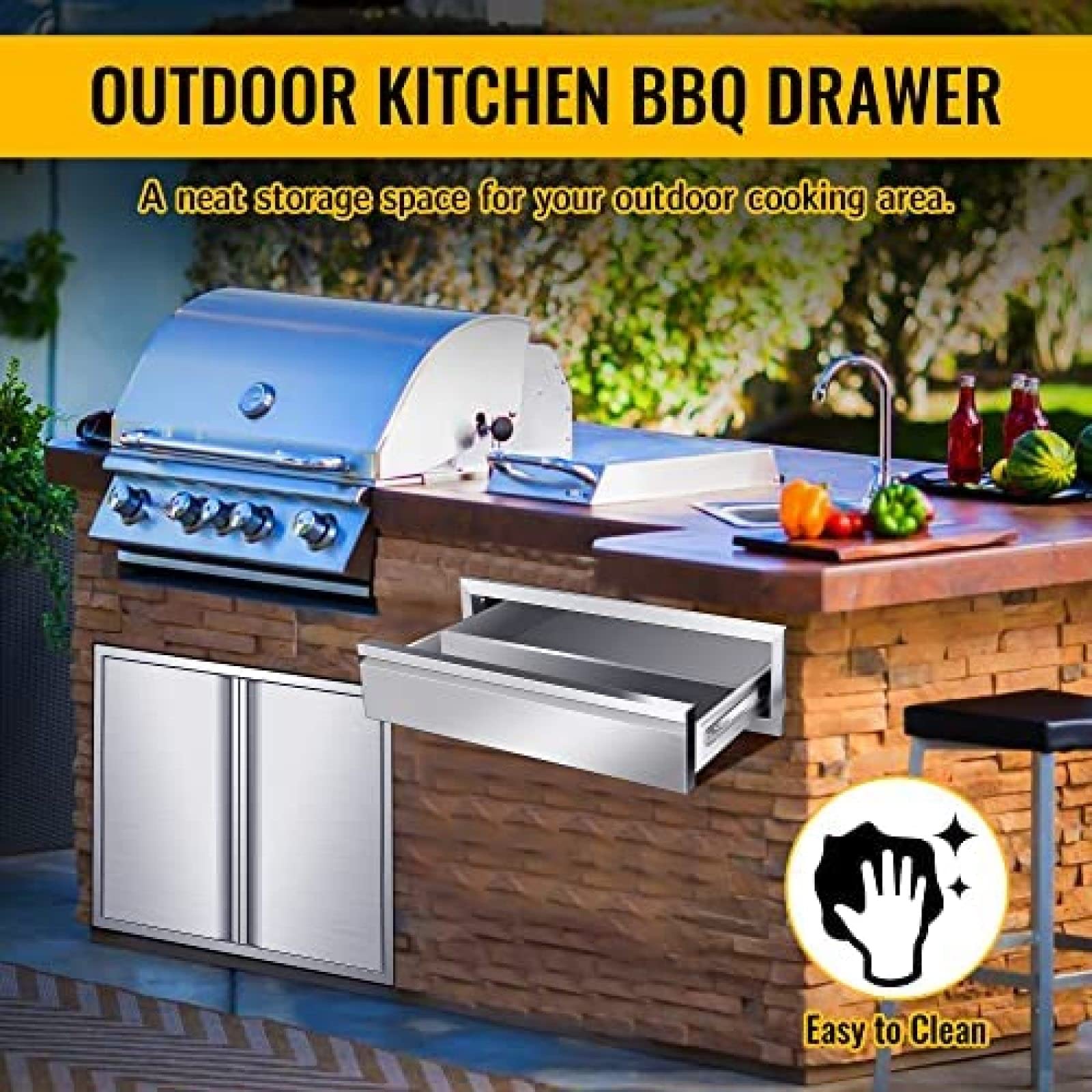 Stainless Steel Outdoor Kitchen BBQ Drawer - 30