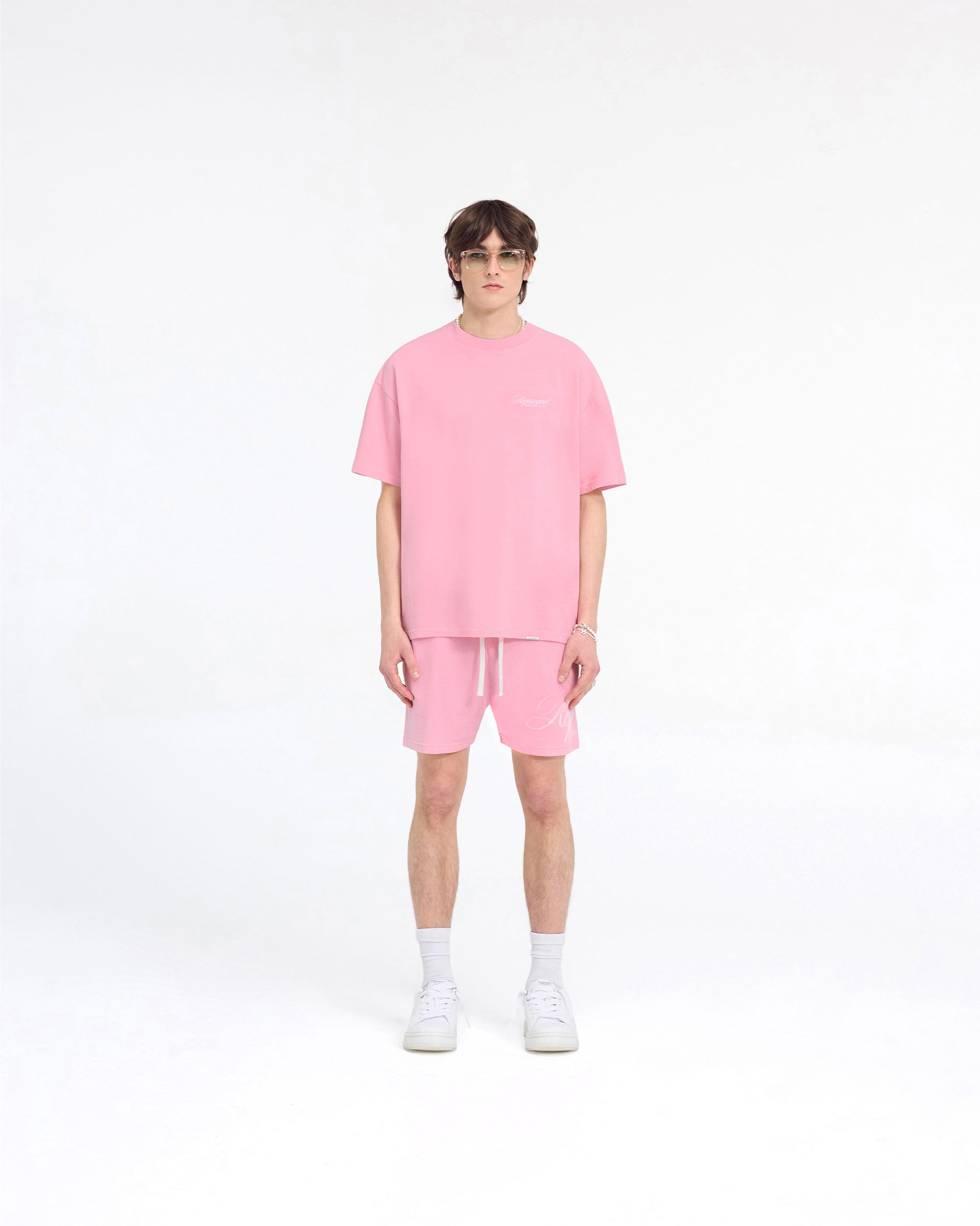 Represent Owners Club Script T-Shirt - Pink Cotton Graphic Tee for Men & Women | Casual Streetwear, Gym, Lounge