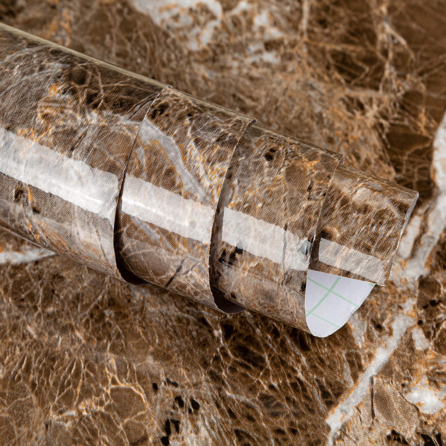 JSEVEM 24×197 Inch Extra Thick Peel and Stick Marble Wallpaper - Waterproof Brown White Faux Granite Vinyl Contact Paper for Kitchen Backsplash, Bathroom Countertops, Bedroom Walls & DIY Home Decor