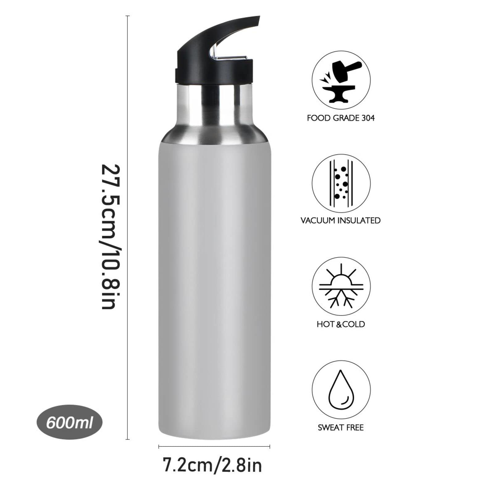 Emelivor 20oz Insulated Stainless Steel Water Bottle with Straw - Light Blue Camo for Gym, Hiking & Camping
