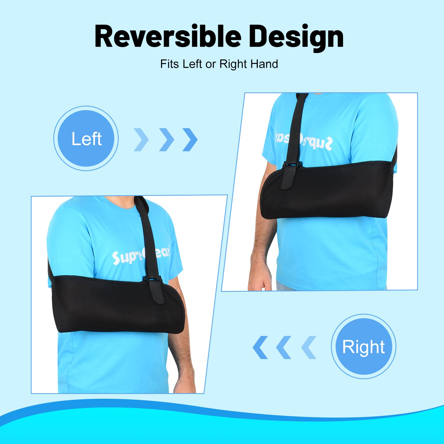 Supregear Arm Sling - Lightweight Adjustable Mesh Shoulder Immobilizer for Rotator Cuff Support, Broken & Fractured Bones - Left/Right Arm Brace for Men & Women (Size M) - Ideal for Shoulder Injury Recovery & Post-Surgery Support