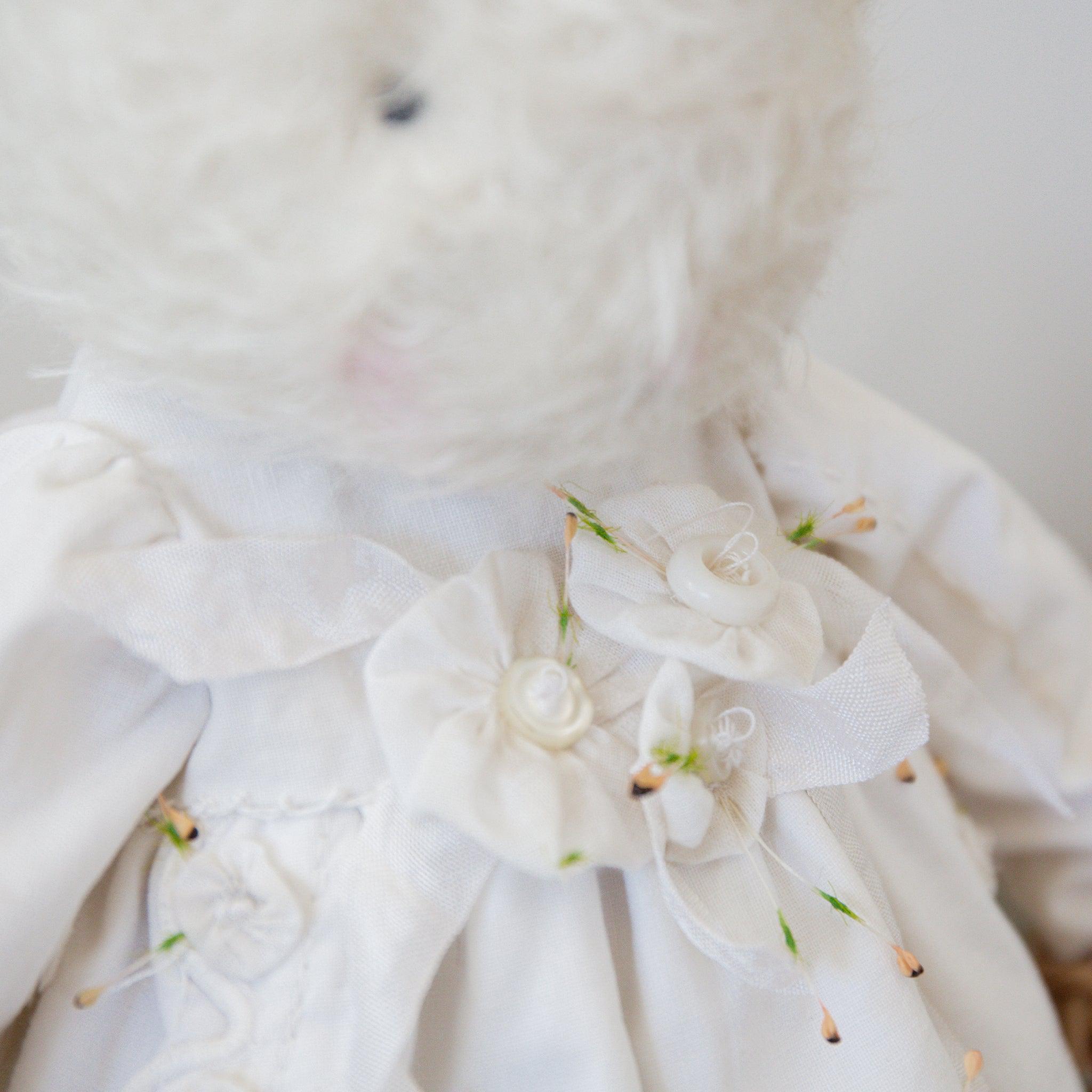 Hutch Studio Elegant Ellie Eyelet Bunny - Soft Mohair Plush Toy for Kids, Perfect for Nursery Decor, Baby Shower Gifts & Cuddly Companions
