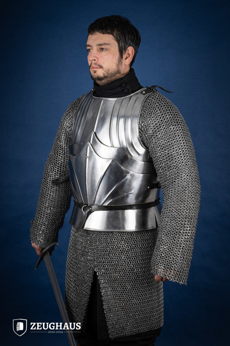 Gothic Cuirass Polished Steel Armor - Medieval Knight Costume for Cosplay, LARP & Renaissance Fairs | Perfect for Halloween & Historical Reenactments
