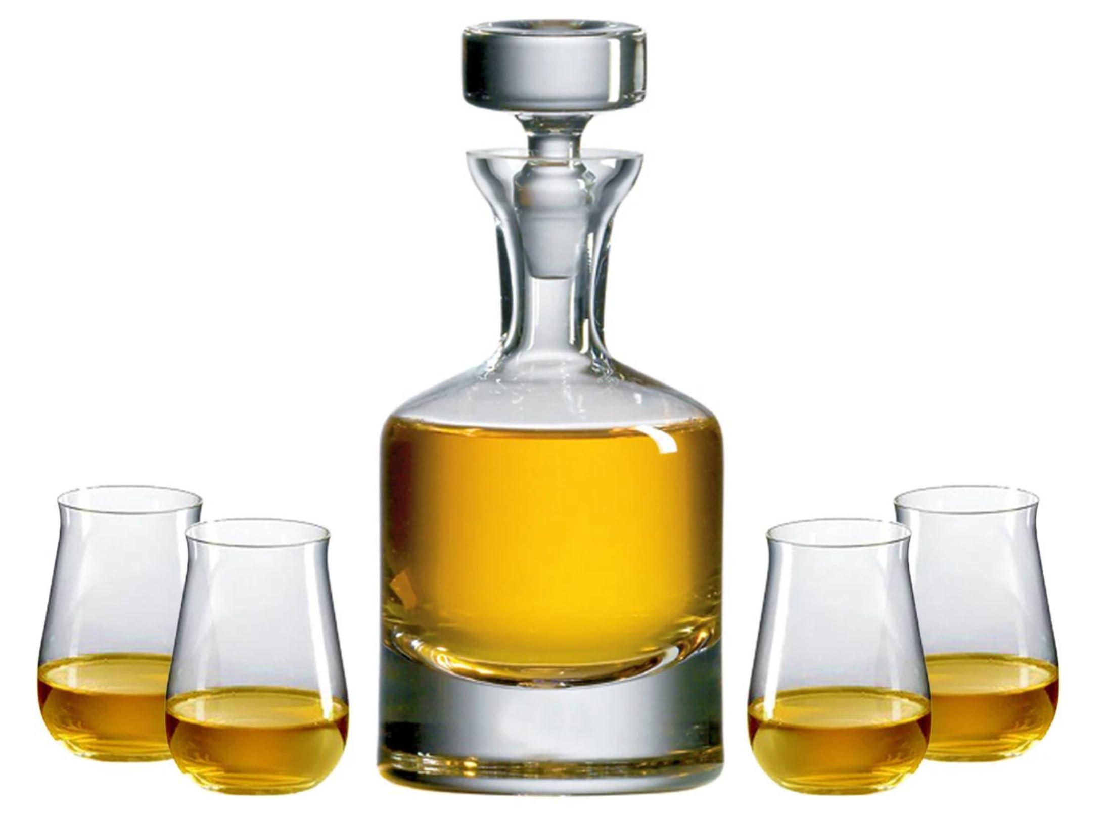 Premium Ravenscroft Crystal Scotch Decanter Set - Handcrafted in Europe, 1 Lead-Free Crystal Decanter with Stopper & 4 Tumblers - Elegant Gift Boxed Whiskey Set for Home Bar, Dinner Parties & Special Occasions