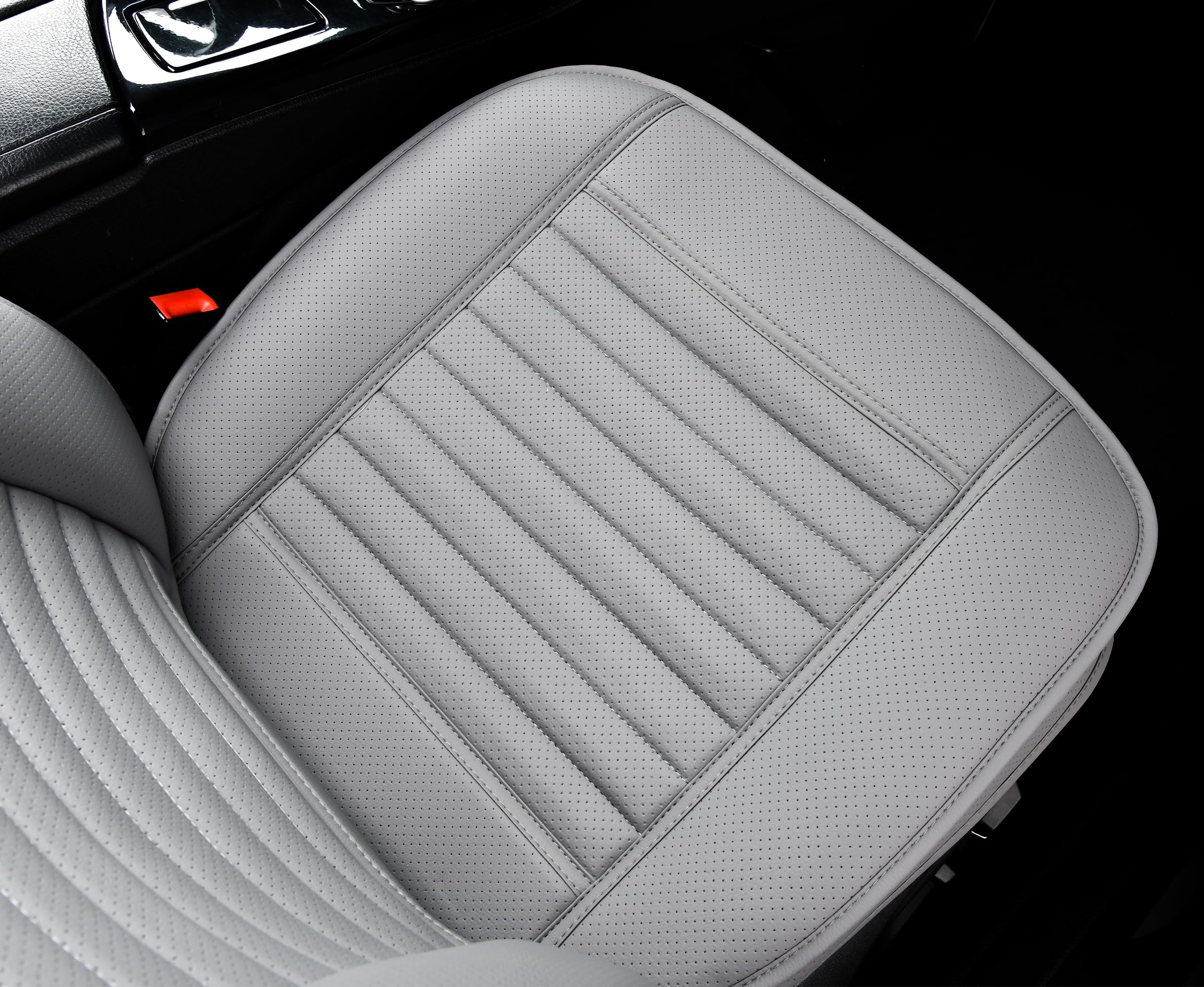 2-Piece Luxury PU Leather Car Seat Covers - Universal Anti-Slip Driver & Front Seat Protectors with Edge Wrapping (Gray) | Perfect for SUVs, Sedans & Trucks - Enhances Comfort & Protects Seats from Wear