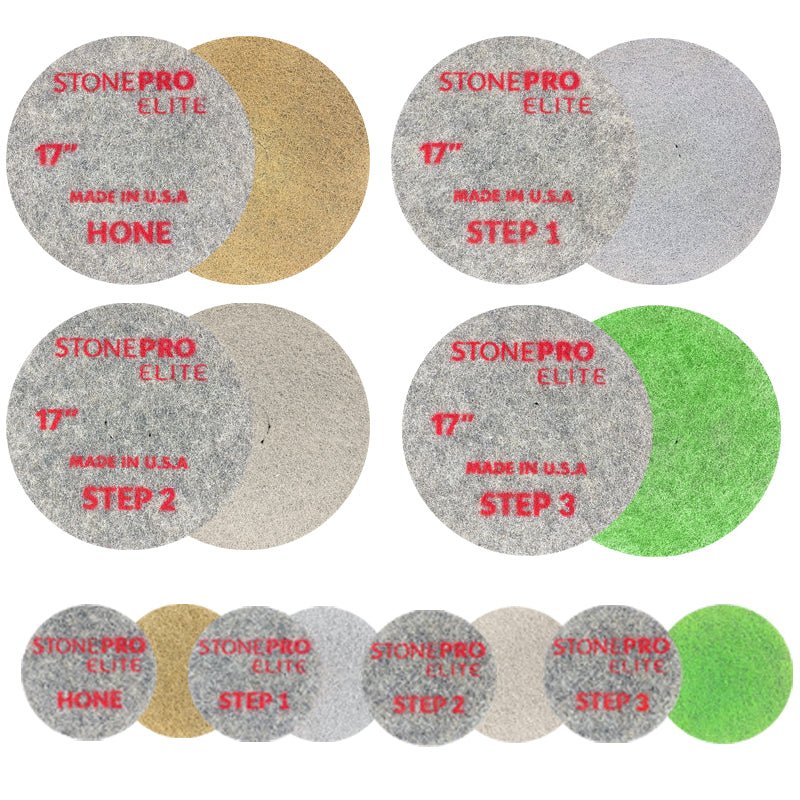 3 Step Elite Diamond Impregnated Polishing Pads for Granite, Marble & Concrete - Professional Grade Buffing & Restoration Kit for Countertops, Floors & Stone Surfaces