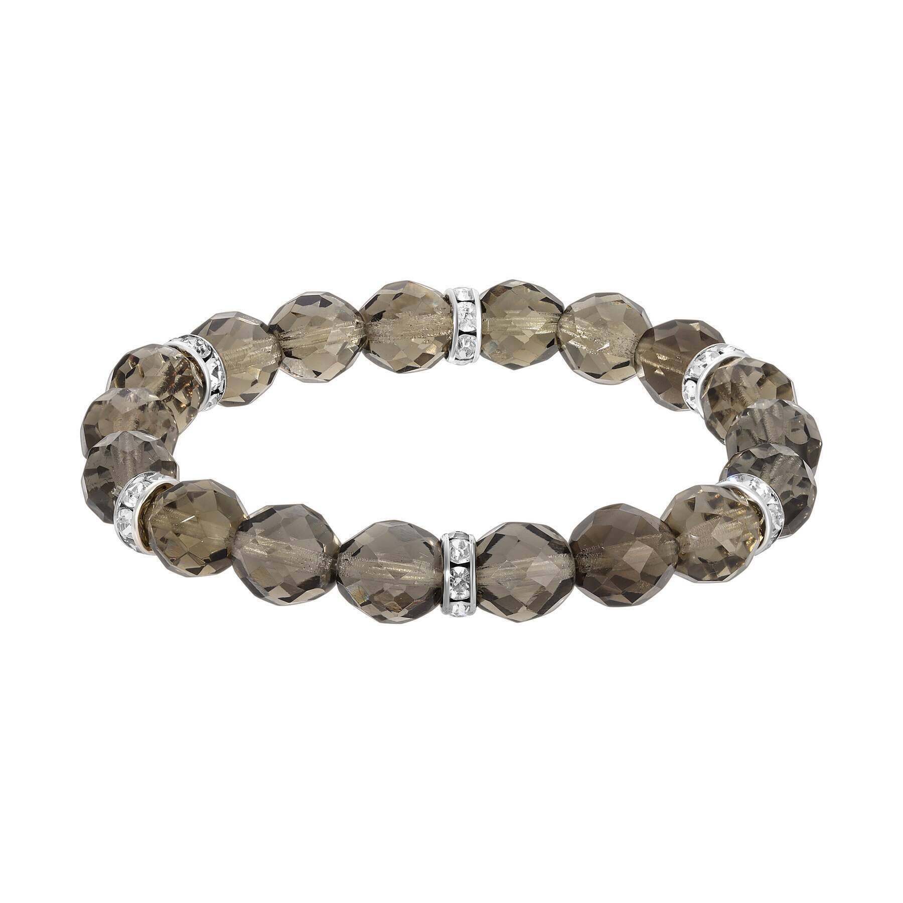 1928 Jewelry Classic Fire Polished Glass Beaded Stretch Bracelet for Women - Elegant Elastic Crystal Bead Bracelet for Party, Wedding & Everyday Wear