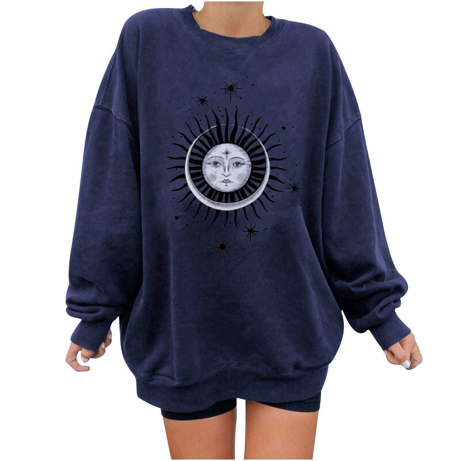 Women's Long Sleeve Printed Pullover Sweatshirt - Casual Sun Tops & Work Blouse for Women | Perfect for Office Wear, Outdoor Activities & Daily Comfort