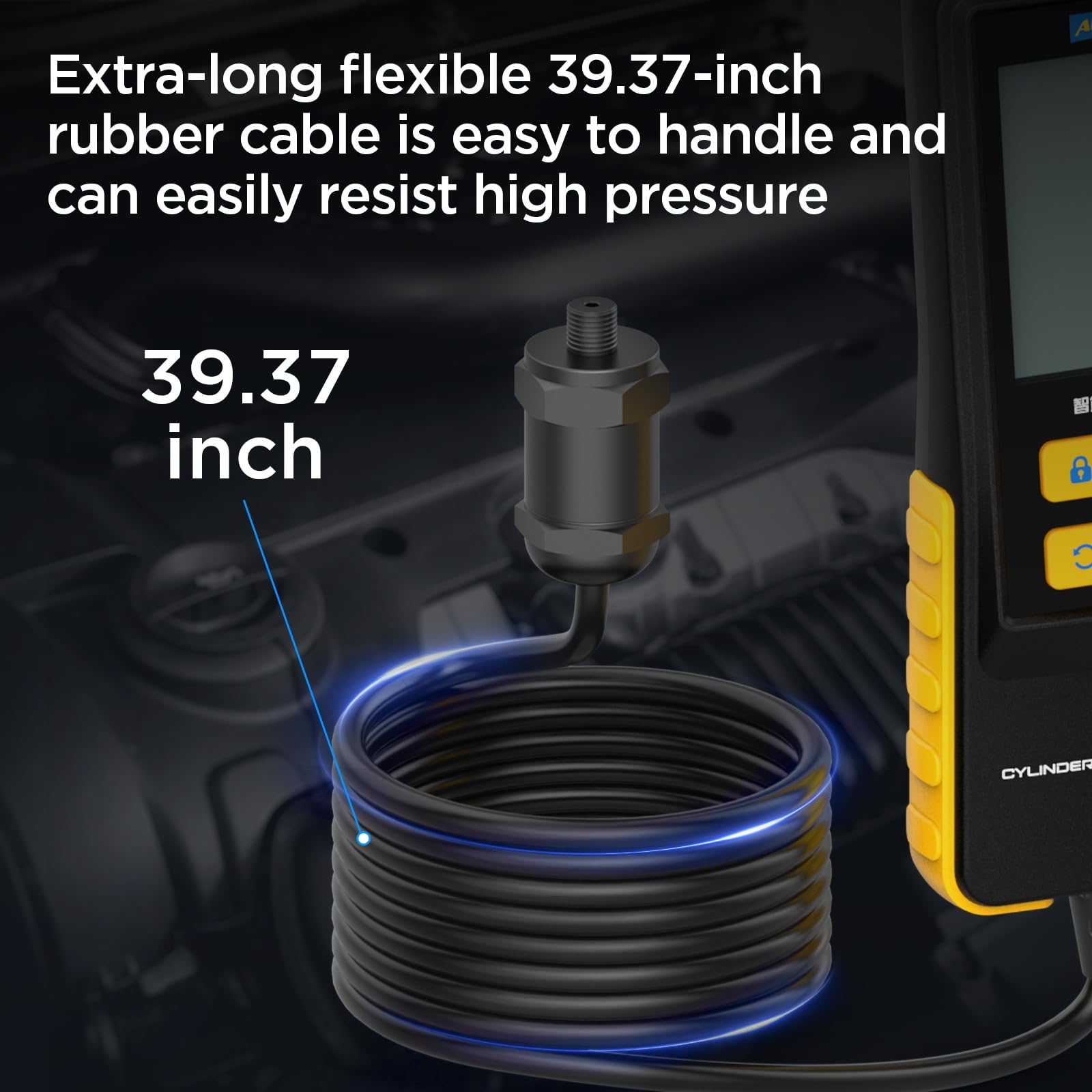 AUTOOL Digital Compression Tester 0-426PSI/0-29bar Automotive Engine Cylinder Compression Gauge Kit with Adapters & Hoses - 6 Data Memory, Backlit LCD Screen - Perfect for Petrol Engine Diagnostics & Performance Testing