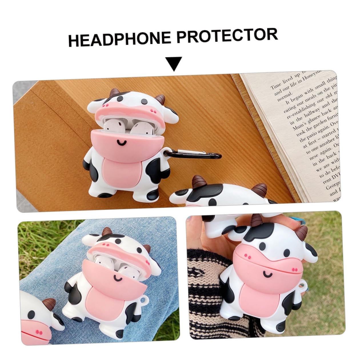 OSALADI 3-Pack Cute Cartoon Headphone Case with Storage Hole - Durable Silicone Earphone Storage Box for AirPods & Wireless Earbuds - Perfect for Travel, Gym & Daily Organization