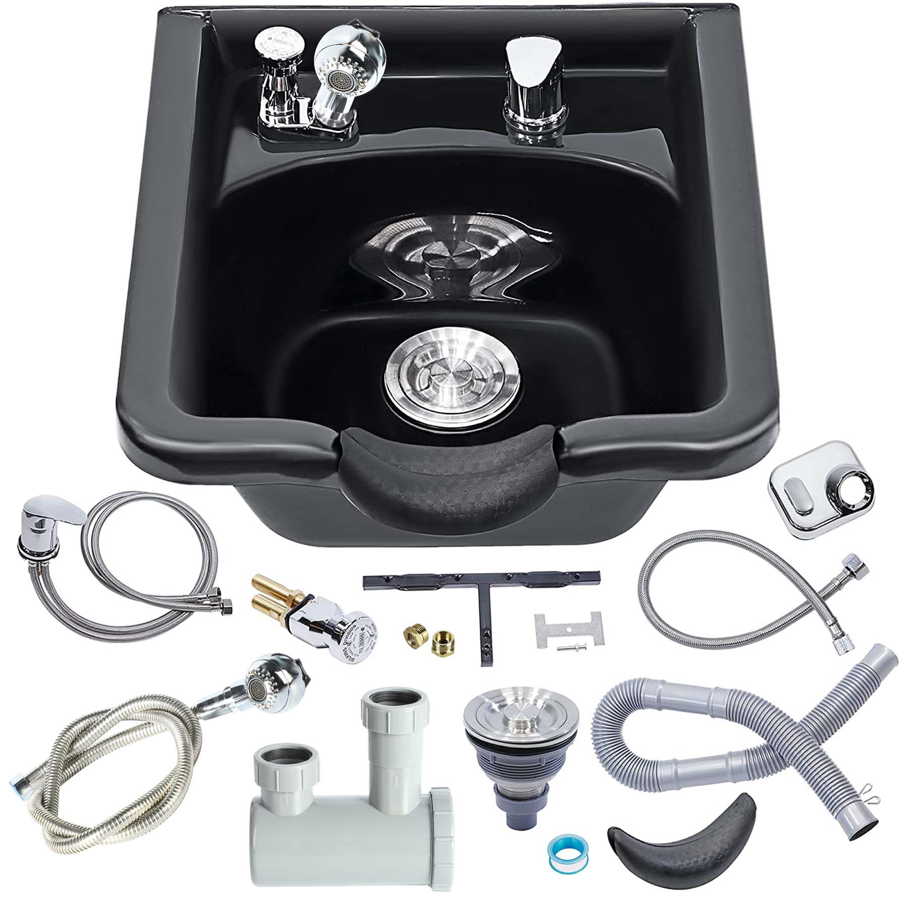 Professional Black ABS Plastic Shampoo Bowl for Salons & Home Use - Easy to Clean & Install Hair Washing Sink for Stylists | Perfect for Salon Stations, Home Hair Care & Beauty Treatments