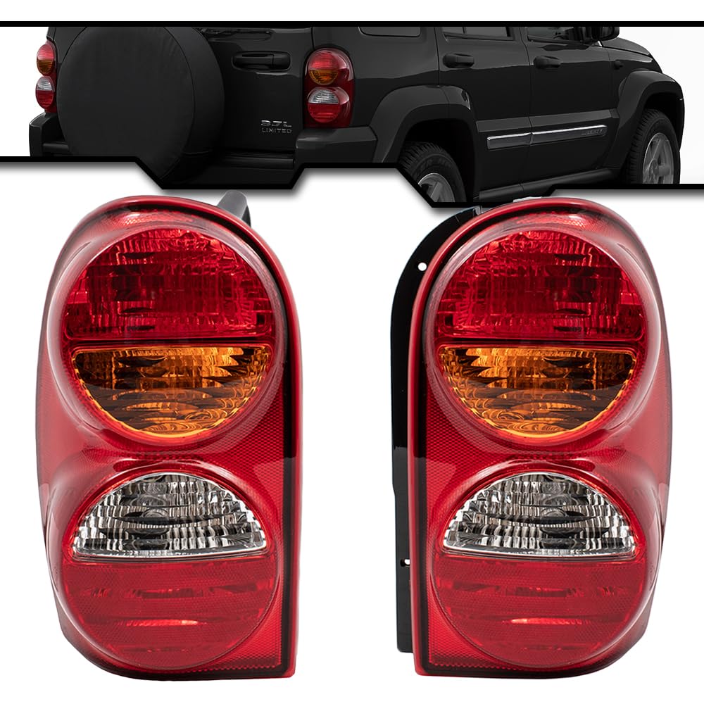 EPIC LIGHTING OE Style Replacement Rear Brake Tail Lights Assembly for 2002-2004 Jeep Liberty - Compatible with Part Numbers CH2800149, 55155829AH, CH2801149, 55155828AH - Perfect for Off-Roading, Night Driving & Vehicle Customization