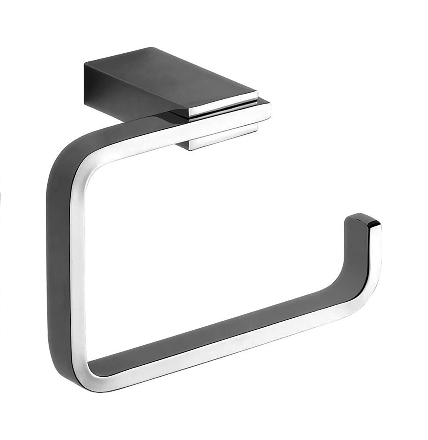 Gedy Kansas Square Toilet Paper Holder - Polished Chrome & Brass Bathroom Accessory - Modern Bathroom Decor for Home, Apartment, Hotel & Office Use