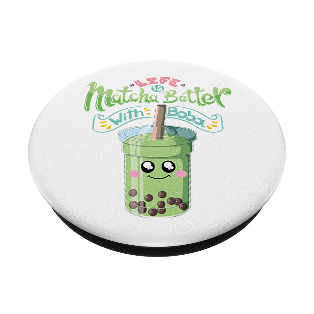 Matcha Bubble Boba Tea PopSockets PopGrip - Swappable Phone Grip for iPhone, Samsung & Tablets - Cute Aesthetic Accessory for Bubble Tea Lovers & Kawaii Style